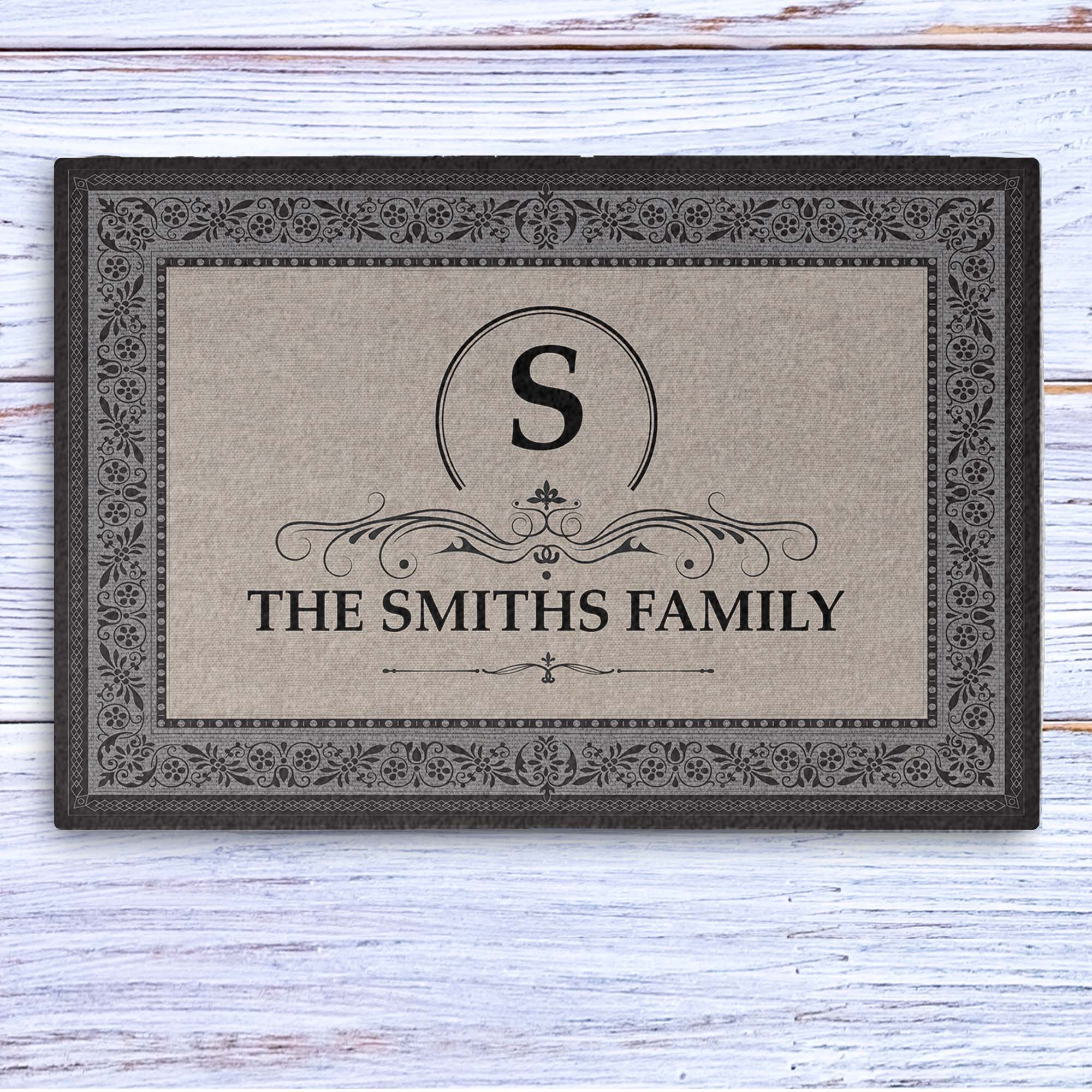 GeckoCustom Monogram Custom Family Last Name Doormat 24x16 inch - 60x40 cm