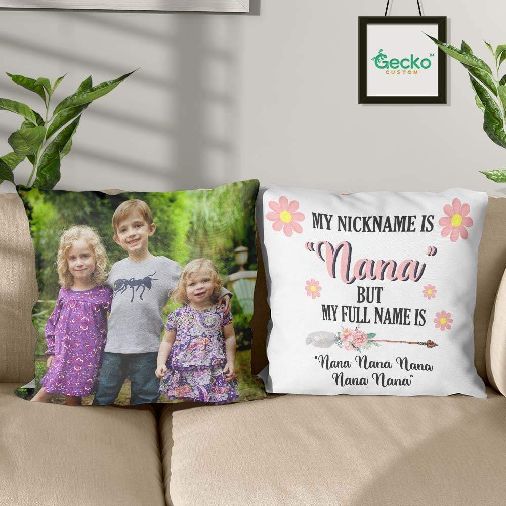 GeckoCustom My Full Name Is Nana Nana Nana Grandma Family Throw Pillow 10 HN590 14x14 in / Pack 1