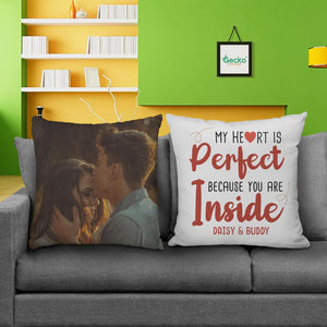 GeckoCustom My heart Is Perfect Couple Throw Pillow HN590