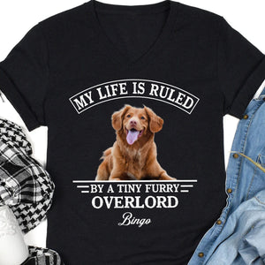 GeckoCustom My Life Is Ruled By Cats Dogs Personalized Custom Photo Dog Cat Pet Shirt C447 Women V-neck / V Black / S