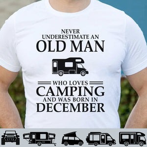 GeckoCustom Never Underestimate Old Man Who Loves Camping Personalized Custom Camping Bright Shirt C306 Basic Tee / Sport Grey / S