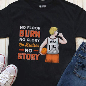 GeckoCustom No Floor Burn No Glory No Bruises No Story Basketball Shirt Youth Tee / Black / YS