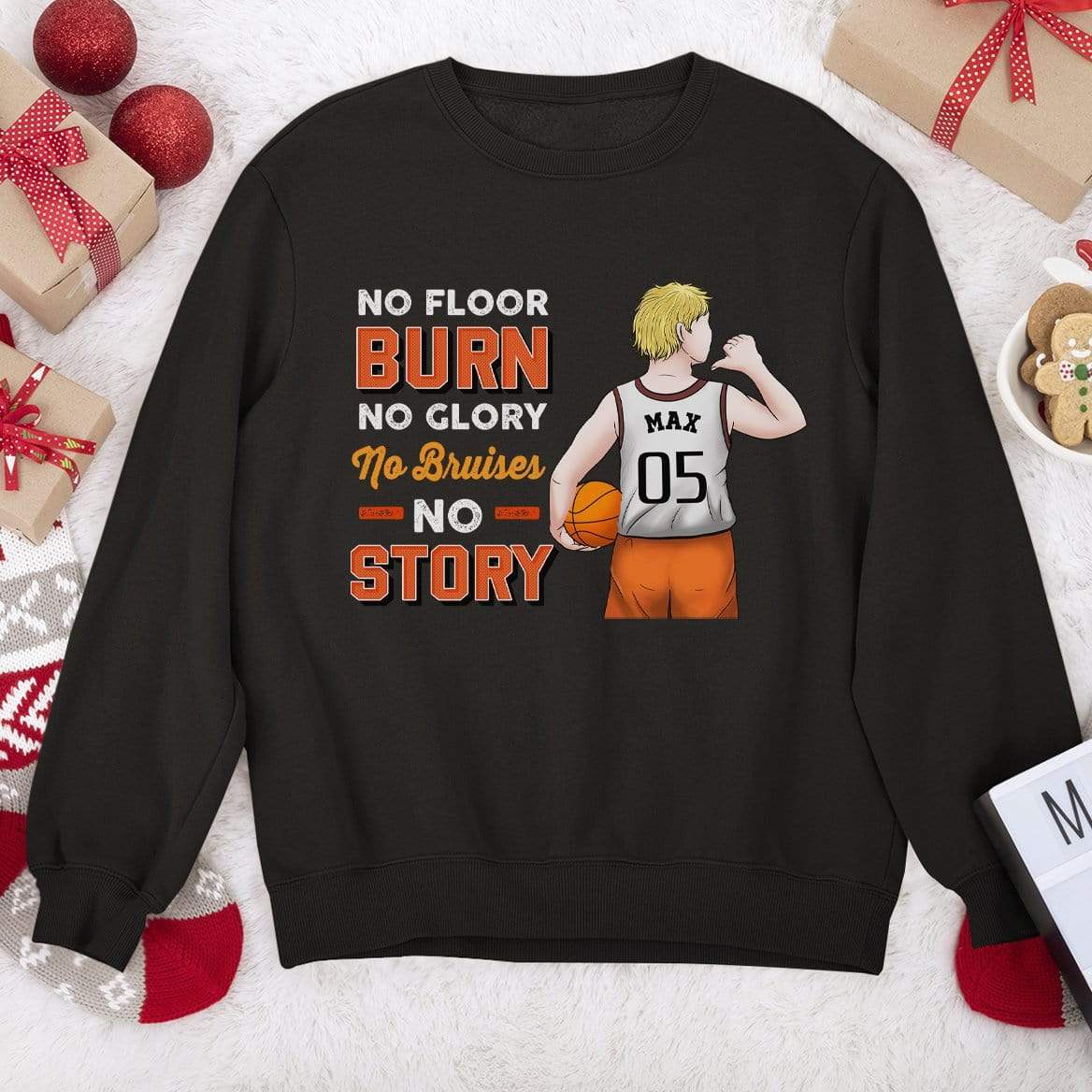 GeckoCustom No Floor Burn No Glory No Bruises No Story Basketball Shirt Sweatshirt / S Black / S