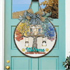 GeckoCustom No Need To Knock House Tree Cat Wooden Door Sign With Wreath HN590
