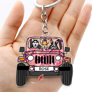 GeckoCustom Off Road Dog Keychain, Acrylic Keychain Car For Dog Lovers HN590