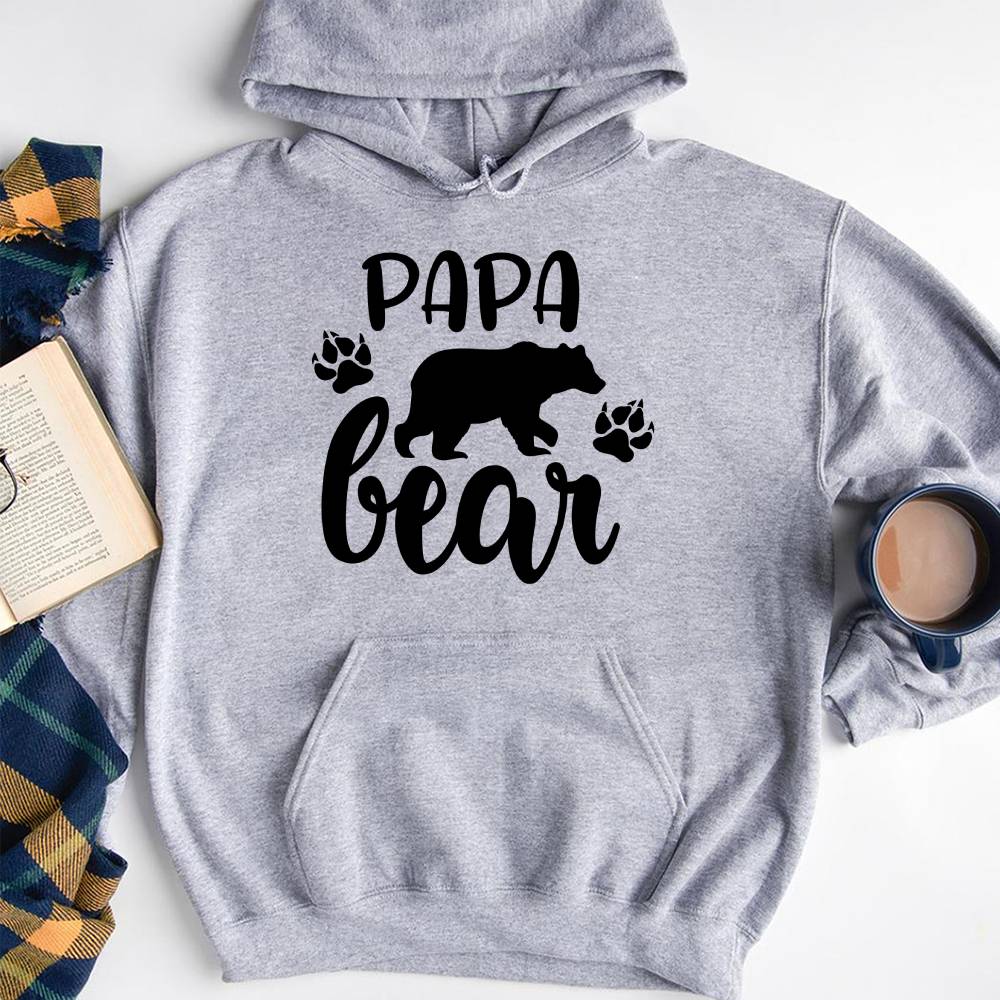 GeckoCustom Papa Bear Paw Family T-shirt, HN590 Pullover Hoodie / Sport Grey Color / S