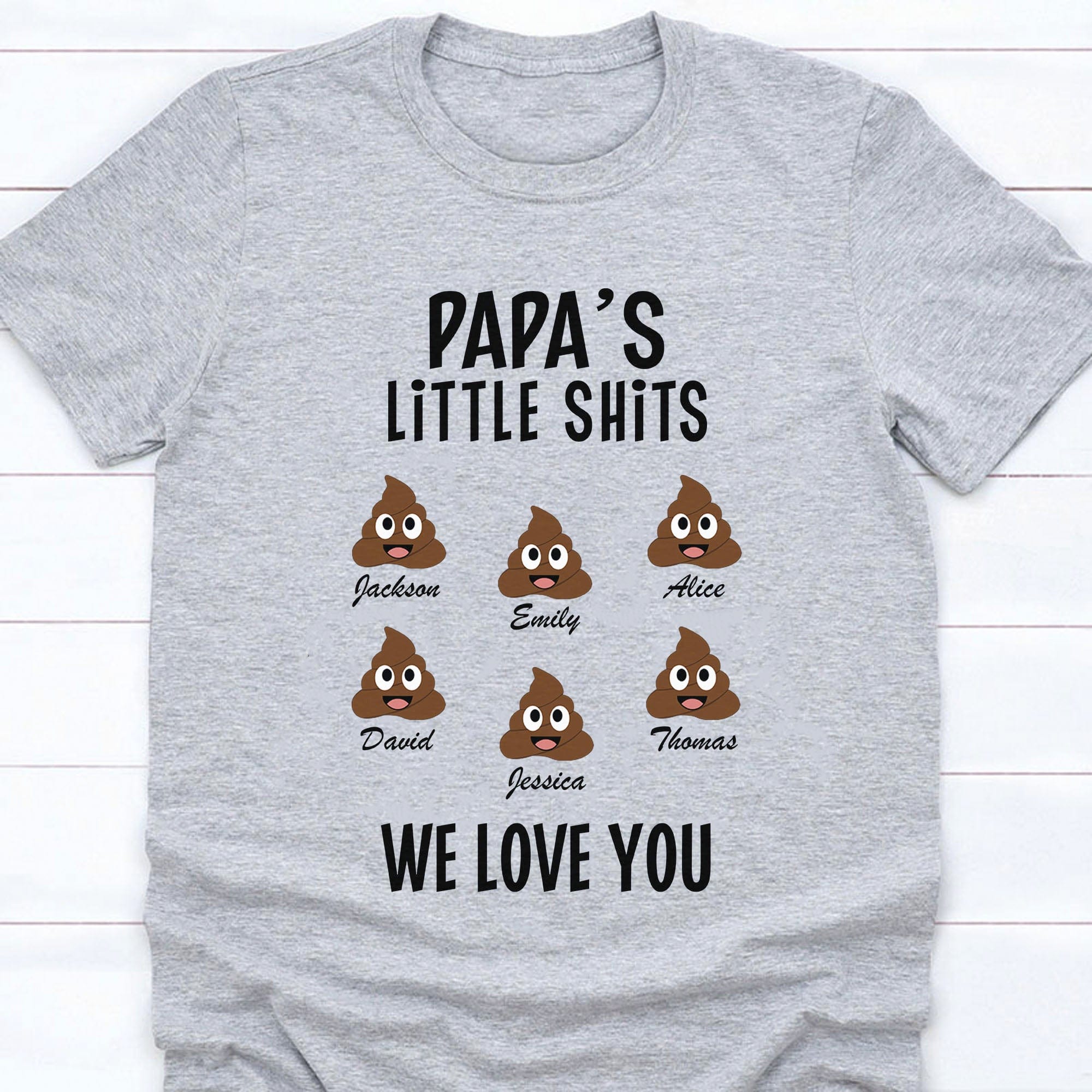 GeckoCustom Papa's Little Shits Personalized Custom Family Shirt C294 Unisex T-Shirt / Light Blue / S