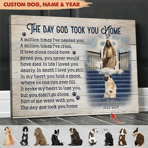 GeckoCustom Part Of Me Went The Day God Took You Home Dog Canvas, HN590 12 x 8 Inch