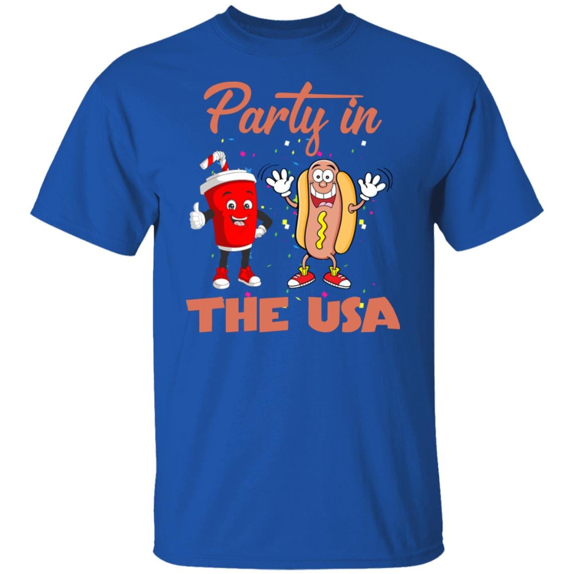 GeckoCustom Party in the USA Fourth of July Shirt H403 Basic Tee / Royal / S