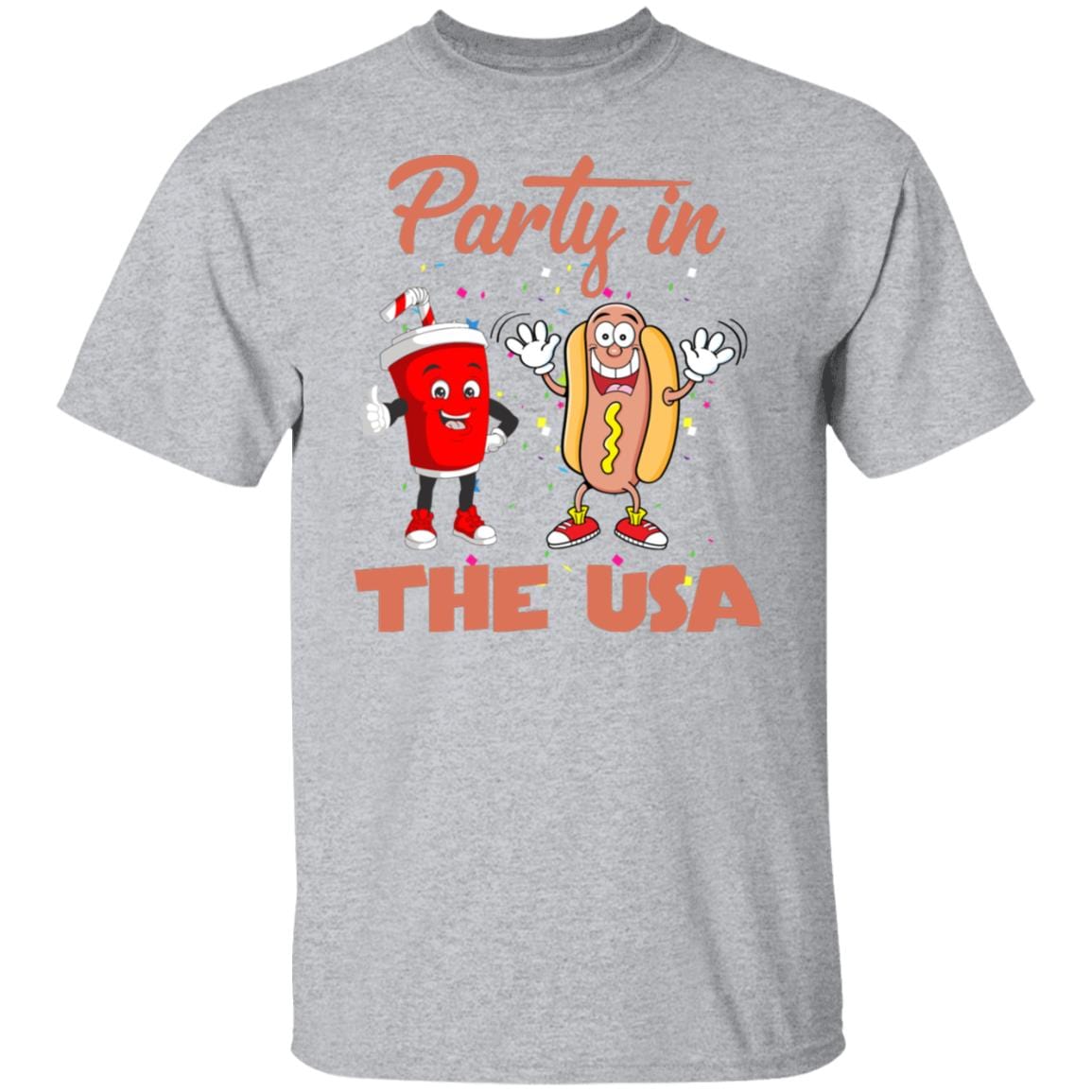 GeckoCustom Party in the USA Fourth of July Shirt H403 Basic Tee / Sport Grey / S