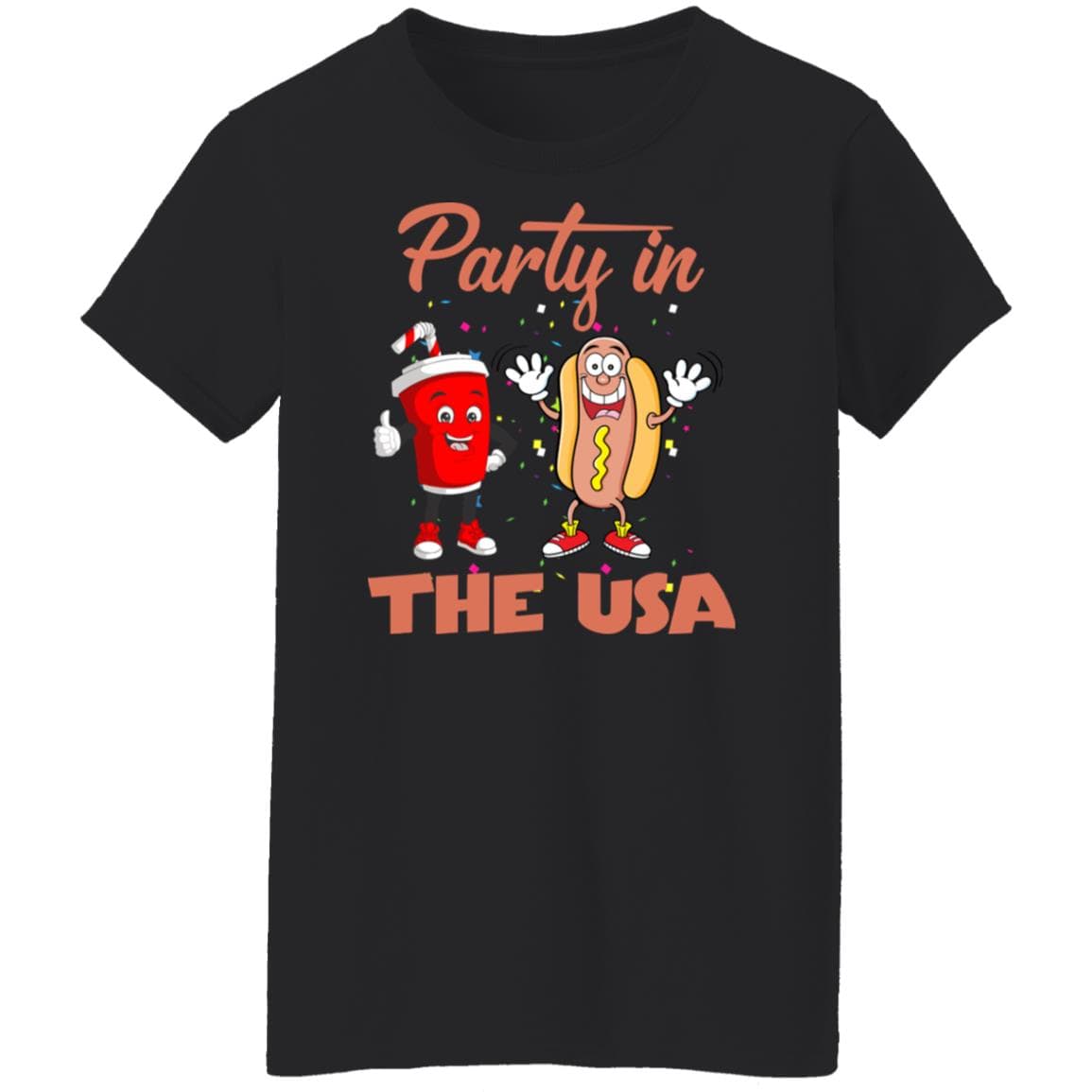 GeckoCustom Party in the USA Fourth of July Shirt H403 Women T-Shirt / Black / S