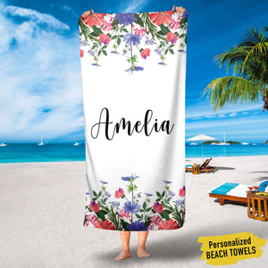 GeckoCustom Personalized Beach Towels, Best Beach Towels, Floral Beach Towels