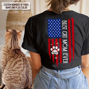 GeckoCustom Personalized Best Cat Mom Ever Flag Back Cat Shirt, HN590