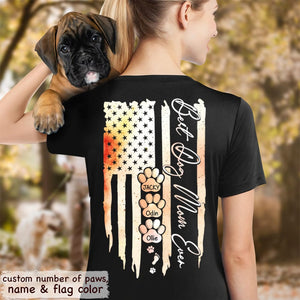 GeckoCustom Personalized Best Dog Mom Ever Sunset Flag Dog Shirt, HN590