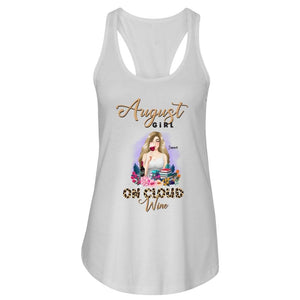 GeckoCustom Personalized Birthday T Shirt, Month Girl On Cloud Wine Birthday Shirt, Birthday Gift Women Tank Top / Color Heather Grey / S