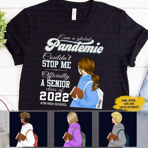 GeckoCustom Personalized Custom Back To School Shirt, Even Global Pandemic Couldn't Senior 2022 Retro Shirt, Senior 2022 Retro Shirt, Class of 2022 Dark Shirt Unisex T-Shirt / Black / S