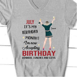 GeckoCustom Personalized Custom Birthday T Shirt, It's My Birthday Month Accepting Dinners Lunches Gifts Shirt, Birthday Gift