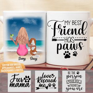 GeckoCustom Personalized Custom Coffee Mug, Dog Lover Gift, Beach Bikini And Dogs