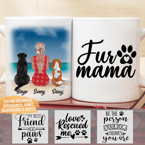 GeckoCustom Personalized Custom Coffee Mug, Dog Lover Gift, Beach Bikini And Dogs 11oz