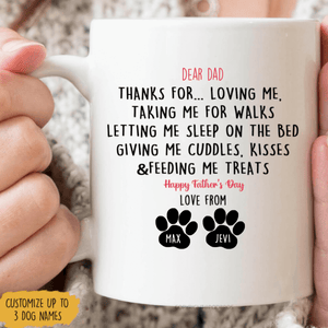 GeckoCustom Personalized Custom Coffee Mug, Dog Lover Gift, Fathers Day Gift, Thanks For Feeding Me Treats