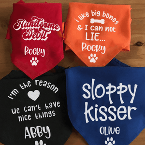 GeckoCustom Personalized Custom Dog Bandana, Handsome Devil, Sloopy Kisser Dog Bandana, Dog Lover Gift