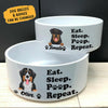 GeckoCustom Personalized Custom Dog Bowl, Eat Sleep Poop Repeat Dog Bowl, Dog Lover Gifts