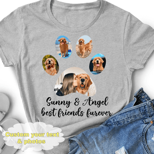 GeckoCustom Personalized Custom Dog Shirt, Gift For Dog Lover, Photo Custom Paw Women T Shirt / Sport Grey Color / S