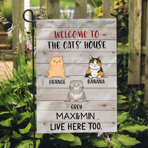 GeckoCustom Personalized Custom Garden Flag, Cat Lover Gift, Welcome To The Cat's House 12"x18"