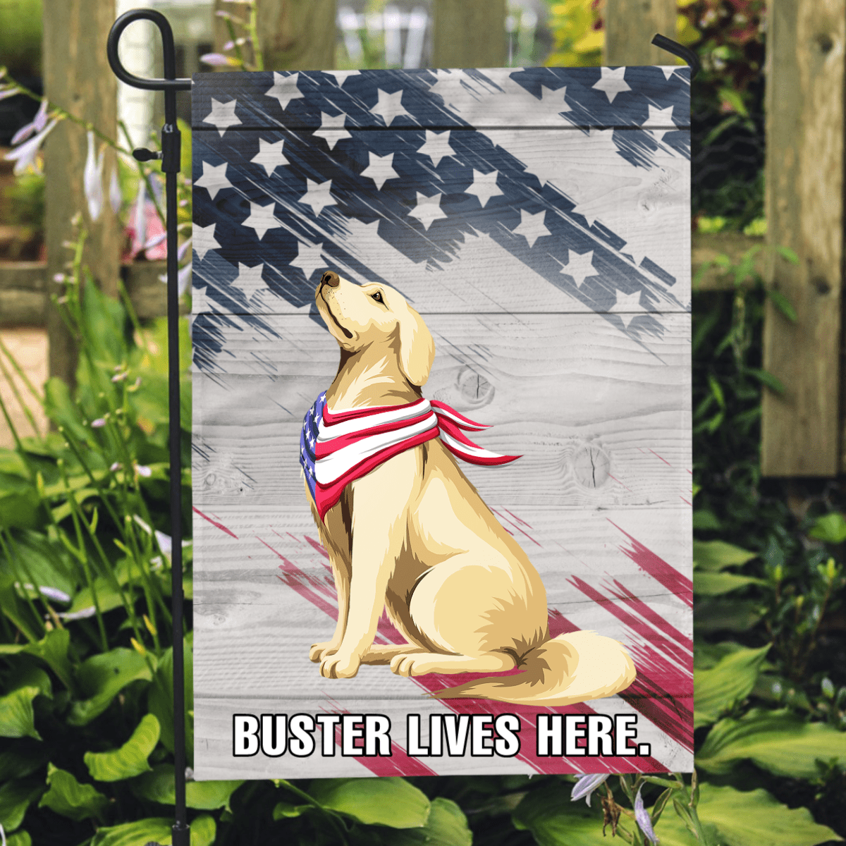 GeckoCustom Personalized Custom Garden Flag, Dog Lover Gift, America Dog With Bright Background 12"x18"