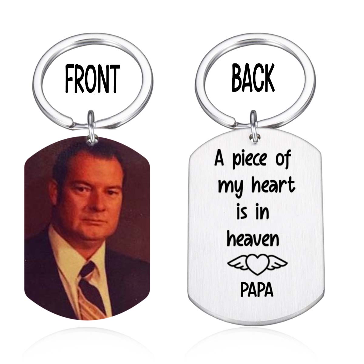 GeckoCustom Personalized Custom Keychain, Gift For Dad, A Piece Of My Heart Is In Heaven