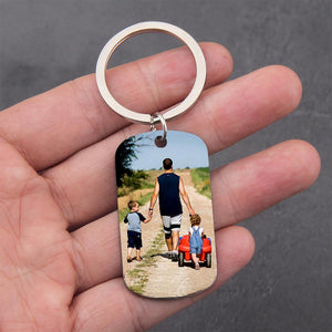 GeckoCustom Personalized Custom Keychain, Gift For Dad, Daddy A Son's First Hero A Daughter's First Love