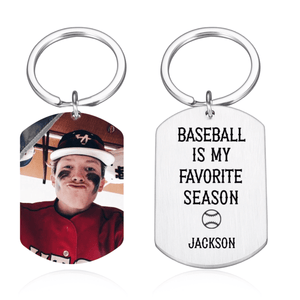 GeckoCustom Personalized Custom Keychain, Gift For Sport Players, Baseball Is My Favorite Season