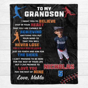 GeckoCustom Personalized Custom Photo Baseball Blanket C544 VPS Cozy Plush Fleece 30 x 40 Inches (baby size)