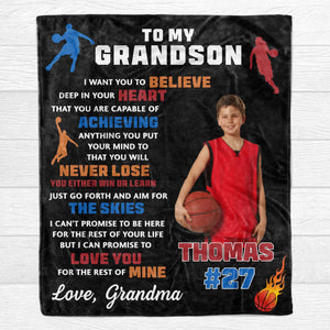 GeckoCustom Personalized Custom Photo Basketball Blanket C544 VPS Cozy Plush Fleece 30 x 40 Inches (baby size)