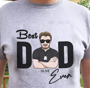 GeckoCustom Personalized Custom Photo Family Shirt, Best Dad Ever Old Man Shirt, Gift For Dad