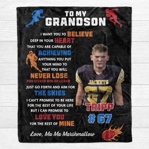 GeckoCustom Personalized Custom Photo Football Blanket C544 VPS Cozy Plush Fleece 30 x 40 Inches (baby size)