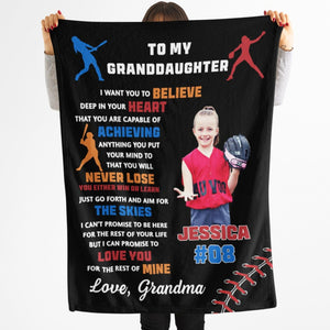 GeckoCustom Personalized Custom Photo Softball Blanket C544