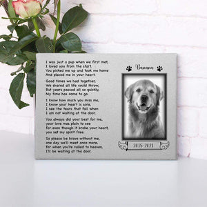 GeckoCustom Personalized Custom Print Canvas, Dog Lover Gift, I Was Just A Pup When We First Met