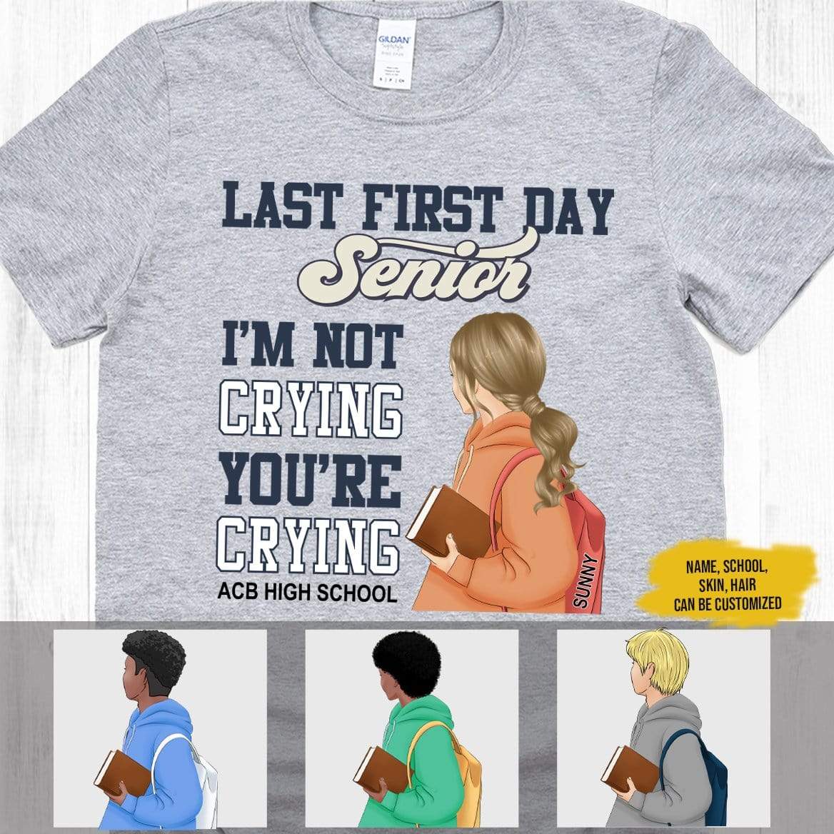 GeckoCustom Personalized Custom Senior 2022 Shirt, Last First Day Senior 2022 I'm Not Crying You're Crying Shirt, Senior Class of 2022 Shirt Unisex T-Shirt / Sport Grey / S