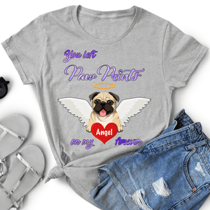 GeckoCustom Personalized Custom T Shirt, Dog Lover Gift, Paw Prints On My Hearts