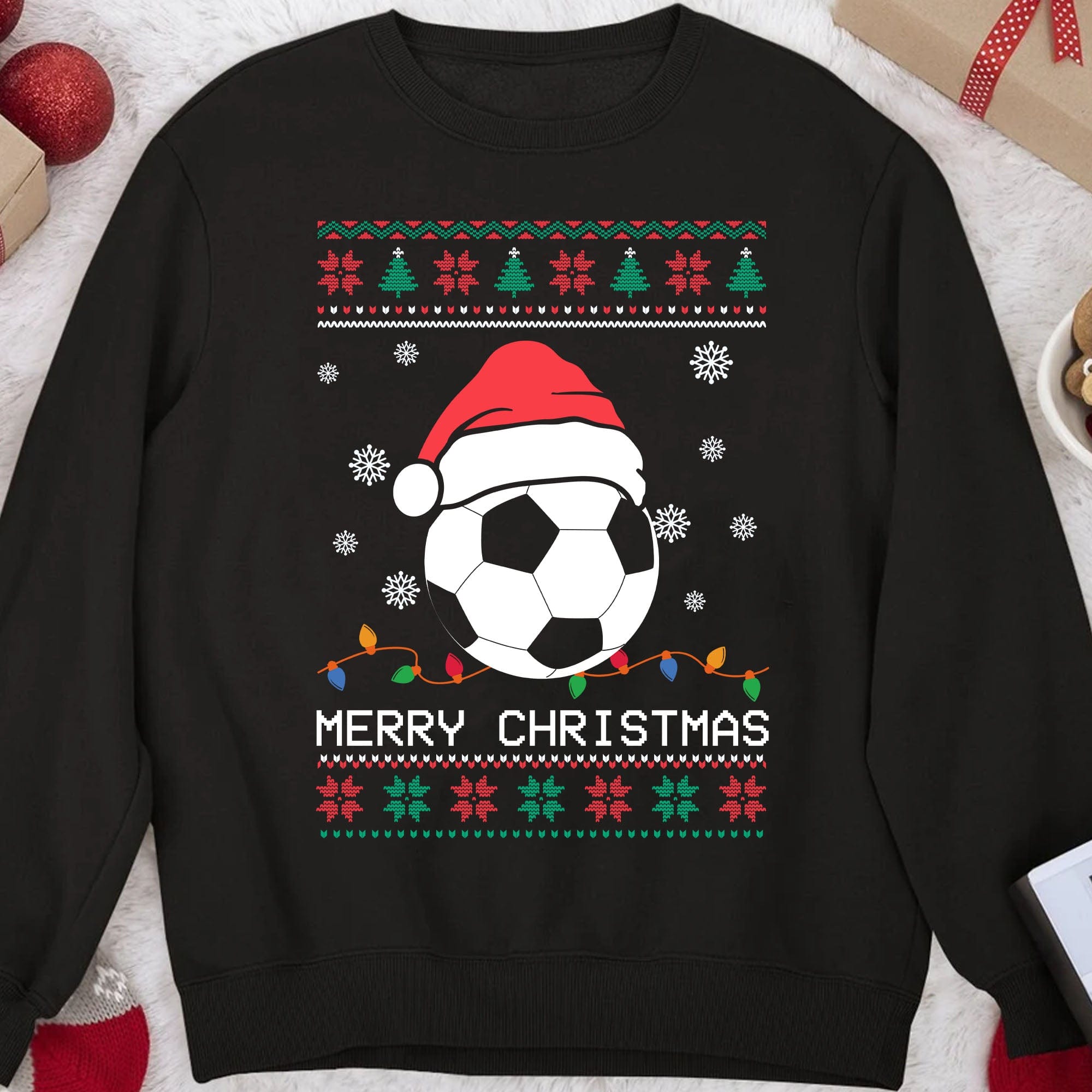 GeckoCustom Personalized Custom Ugly Christmas Soccer Sweatshirt C565 Sweatshirt (Favorite) / S Black / S