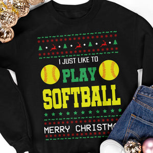 GeckoCustom Personalized Custom Ugly Christmas Softball Sweatshirt H541v2