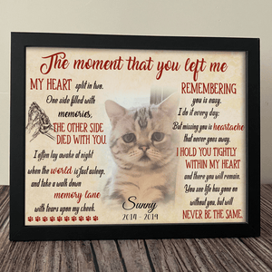 GeckoCustom Personalized Dog Cat Memorial Picture Frame The Moment That You Left Me, Dog Lover Gift 10"x8"