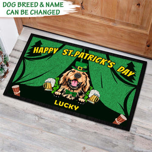 GeckoCustom Personalized Dog Happy St.Patrick's Day Doormat HN590