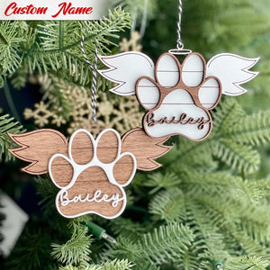 GeckoCustom Personalized Dog Paw Dog Wood Ornament, T368 HN590