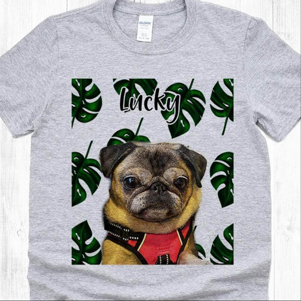 GeckoCustom Personalized Photo Custom Dog Shirt, Gift For Dog Lover, Custom Pet Face With Name Shirt