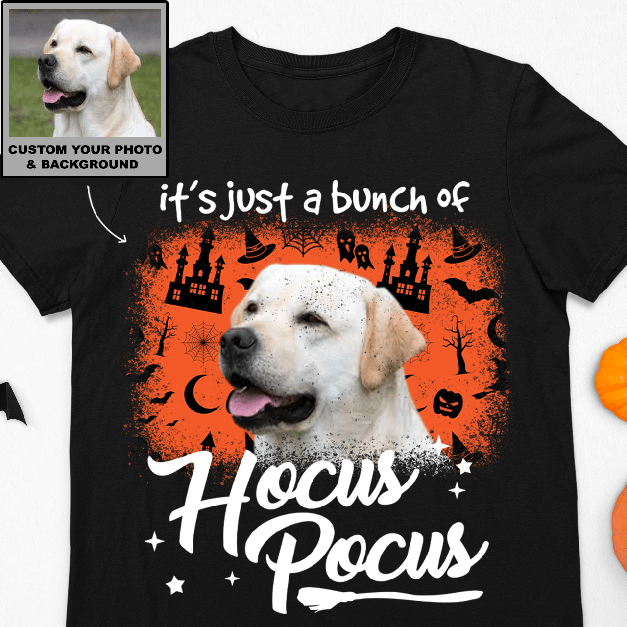 GeckoCustom Personalized Photo Custom Dog Shirt, Halloween Gifts, A Bunch Of Hocus Pocus