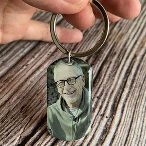 GeckoCustom Personalized Photo Keychain, Memorial Engraved Keychain, Those We Love Don't Go Away They Walk Beside Us Everyday