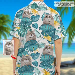 GeckoCustom Personalized Photo Upload Cat Men's Hawaiian Shirt, HN590