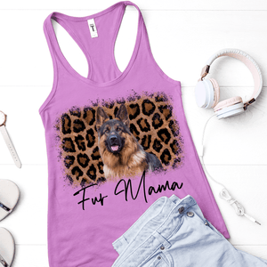 GeckoCustom Personalized Vintage Photo Custom Dog Shirt, Gift For Dog Lover, Fur Mama Fur Grandma Women Tank Top / Color Heather Grey / S